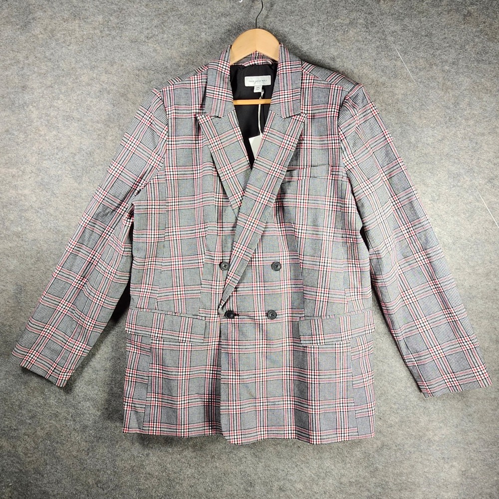 Free Assembly Women Plaid Double Breasted Blazer Jacket Multi Color Size XXL New - Picture 4 of 16